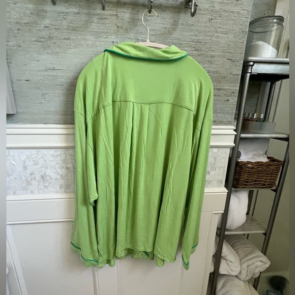 NWT new 3X plus Anthropologie briar piped pajama top long sleeve lime green - Picture 6 of 17